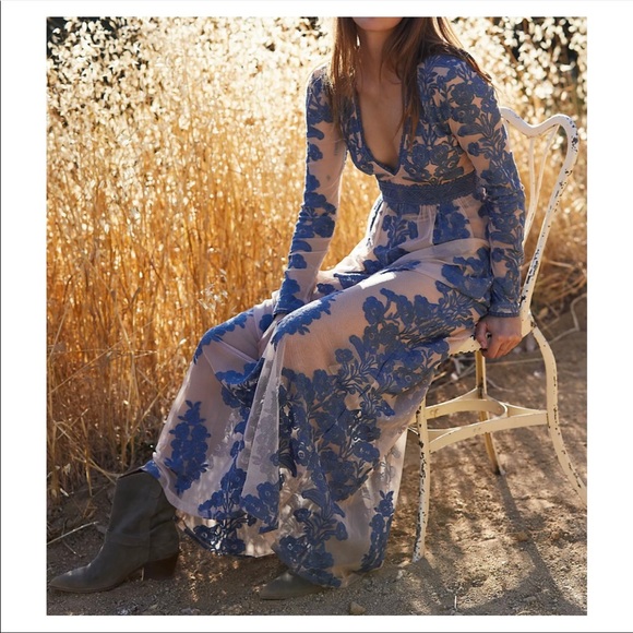 For Love And Lemons Dresses & Skirts - FOR LOVE AND LEMONS Temecula Maxi Dress Dusty Blue